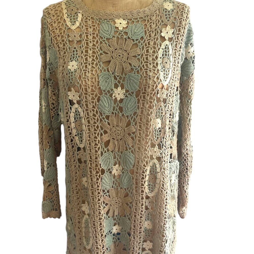 Cottage Core 1990's Crochet Top Long Sleeve